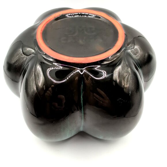 Vtg Blue Mountain Pottery Tulip Bowl 3.5x6.25" Retro Teal/Black Drip Glaze VGC - Picture 5 of 7